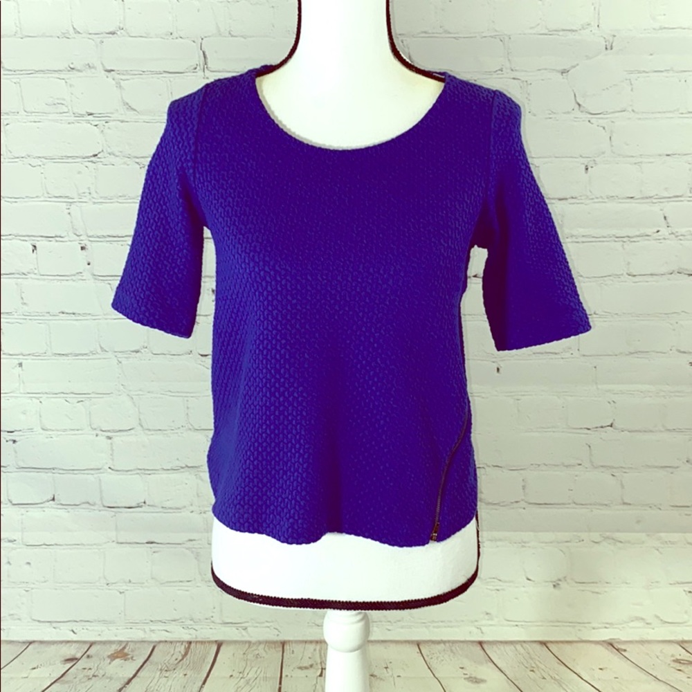 Anthropologie Postmark Royal Blue Top with Zipper